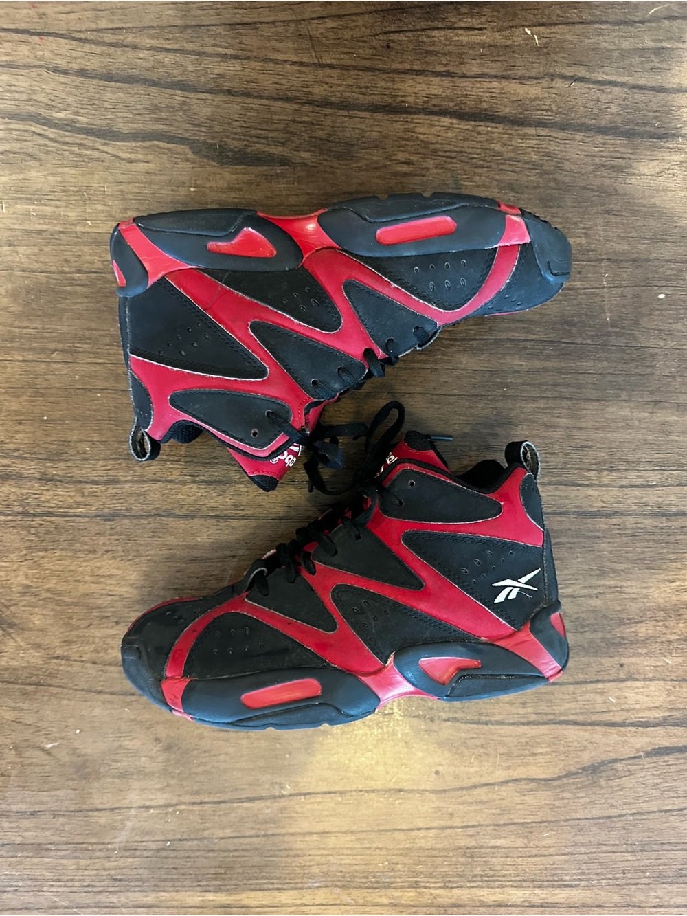 Reebok Kamikaze II Shawn Kemp Youth 4 Black Red Bred Retro Basketball Shoes